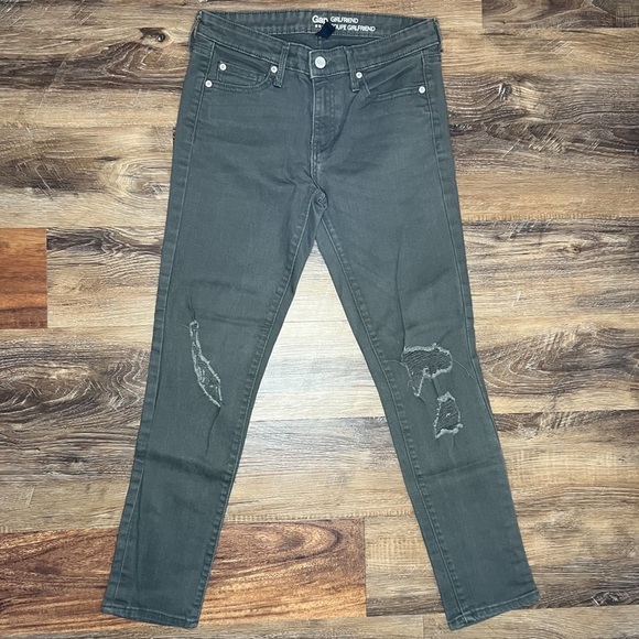 GAP Denim - GAP Girlfriend Distressed Skinny Jeans - Douglas Fir, Size 2 Regular